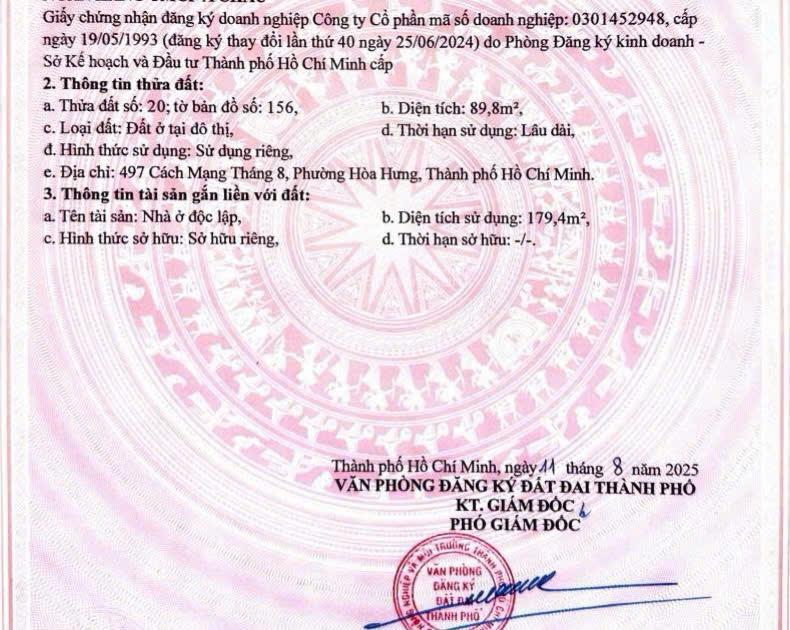 Bán nhà mặt tiền 497 cách mạng tháng 8 ,phường 13, quận 10,dt 90m2 giá 35 tỷ hhgt 1%