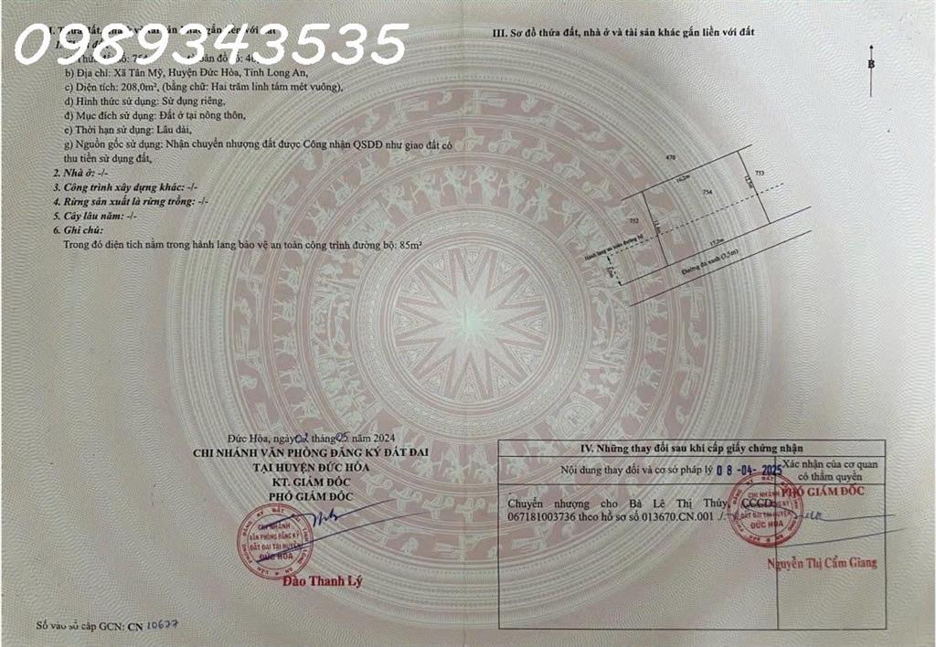 Bán đất mặt tiền đường ĐT 825, Tân Mỹ, Đức Hòa, Long An, DT 480m2, giá đầu tư