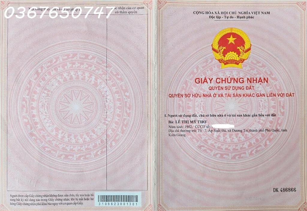 Giảm ngay 200 triệu Bán nhà và đất tại Suối Dá Dương Tơ, Phú Quốc, 508 m2 giá chỉ 3.5 tỷ