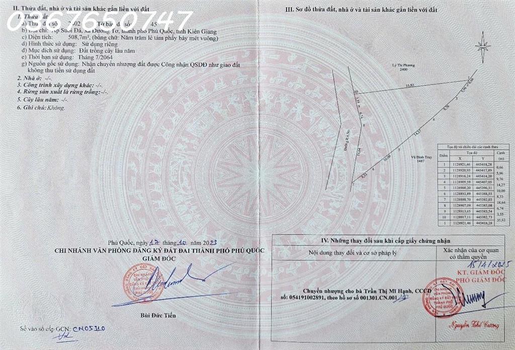 Giảm ngay 200 triệu Bán nhà và đất tại Suối Dá Dương Tơ, Phú Quốc, 508 m2 giá chỉ 3.5 tỷ