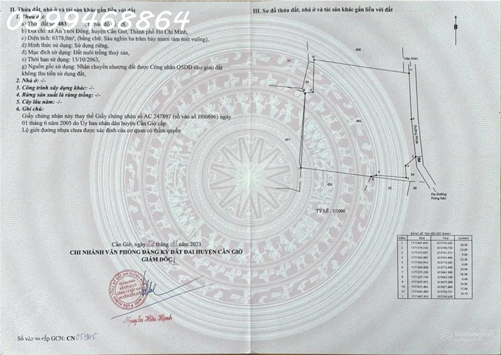 Bán gấp đất đẹp, giá rẻ nhất khu vực An Thới Đông, Cần Giờ - 6.378m2