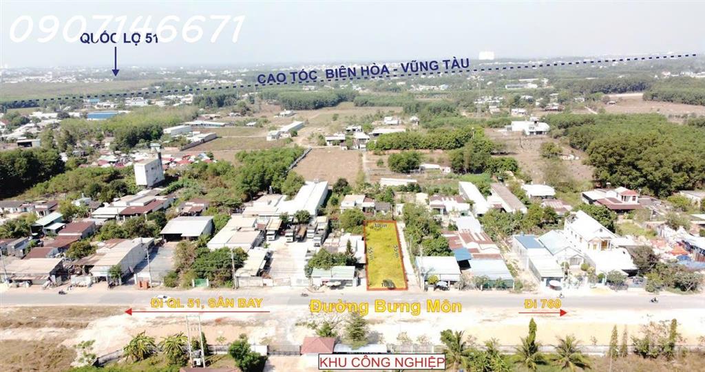 Bán lô đất siêu đẹp mặt tiền đường Bưng Môn, Long An, Long Thành, DT 555.3m2, giá đầu tư