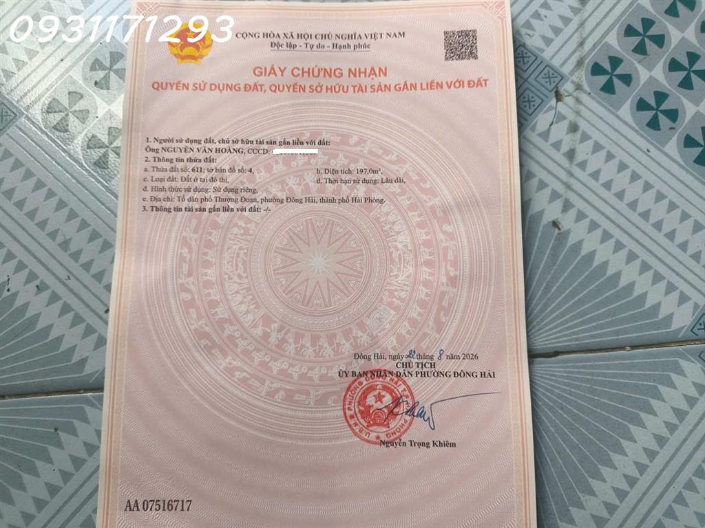 Bán lô đất siêu đẹp tại Đông Hải, TP. Hải Phòng, DT 197m2, giá đầu tư