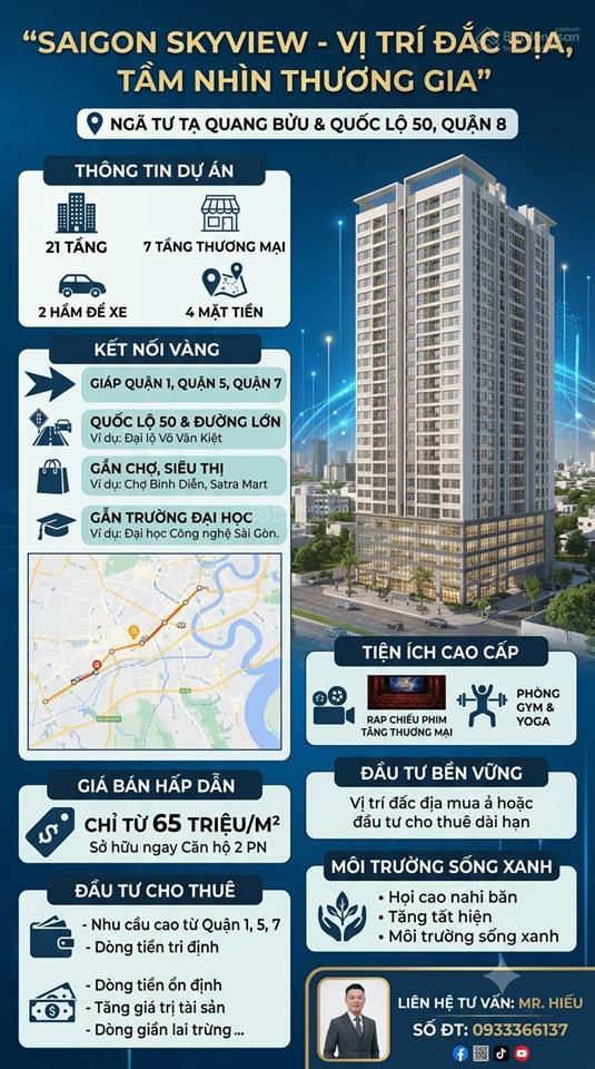 Saigon skyview căn hộ 4 mặt tiền quận 8, giá chỉ từ 63 triệu/m2