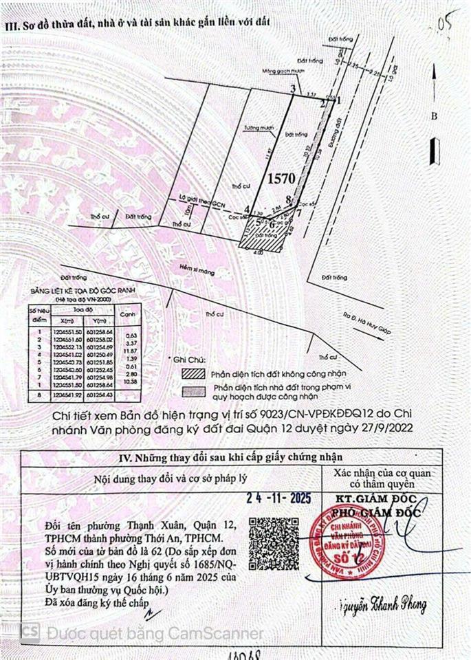Đất thổ cư góc 2mt hxh đường tx38, phường thạnh xuân, quận 12