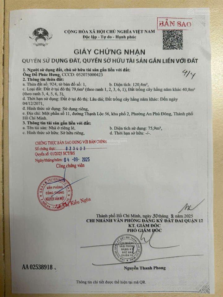 Đất thổ cư kdc mặt tiền đường thạnh lộc 56  giá tốt