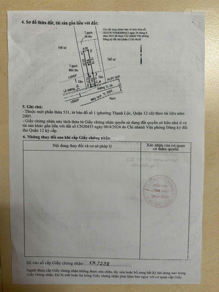 Đất thổ cư kdc mặt tiền đường thạnh lộc 56  giá tốt