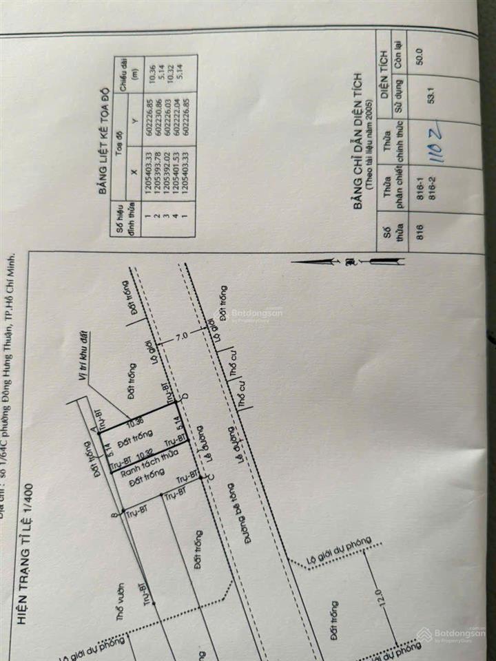 Đất thổ cư kdc hxh đường 7m thạnh xuân 52  giá tốt