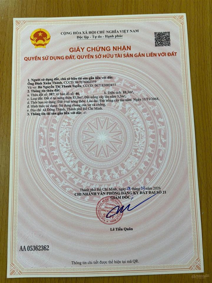 Đất thổ cư kdc mt đường đt 63, trịnh thị dối vào 100m