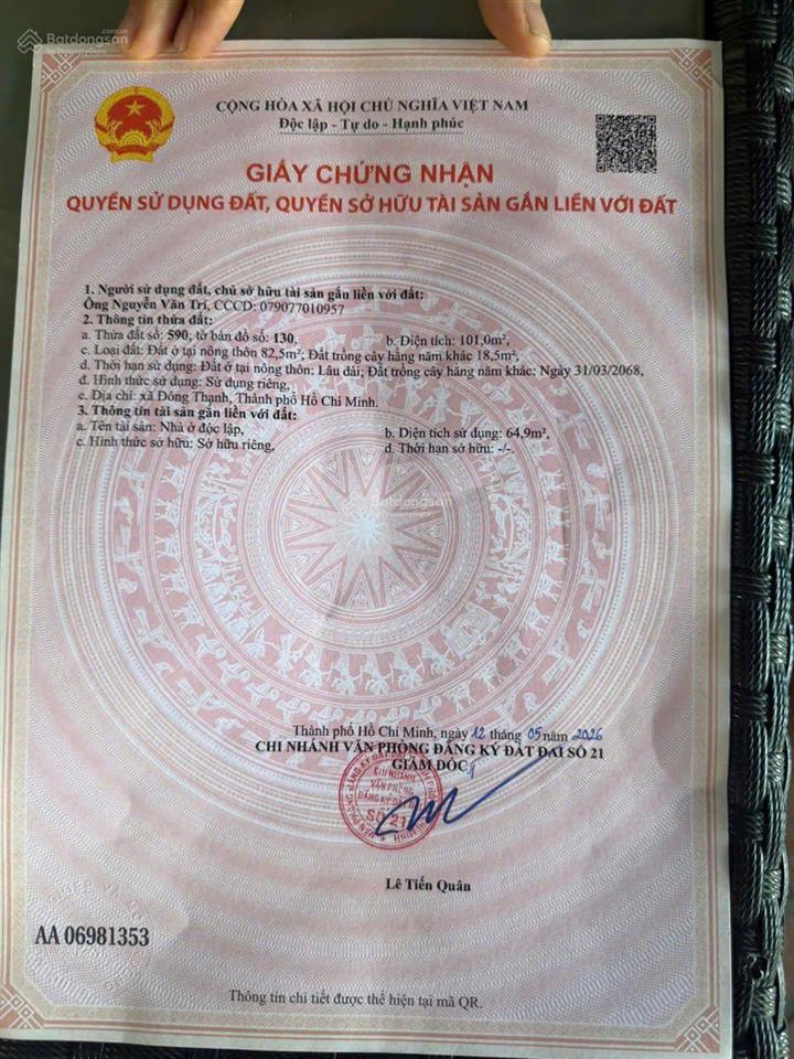 Đất thổ cư kdc hẻm xe hơi 5m thông đường phùng thị chuyện  giá tốt