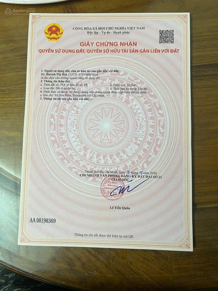 Đất thổ cư kdc trung tâm thị trấn hóc môn  giá tốt