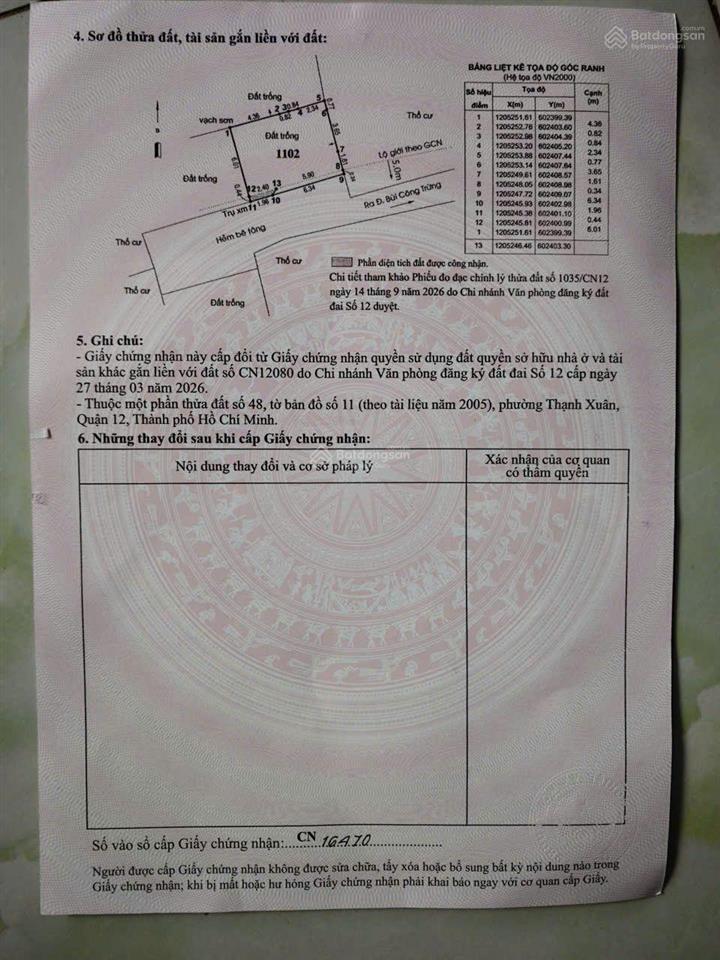 Đất thổ cư kdc hiện hữu đường hà huy giáp vào 30m.