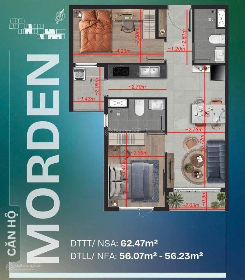 Căn 2pn 2wc, bán gấp căn hộ tt avio  orion, 2,8 tỷ, 62,47 m2