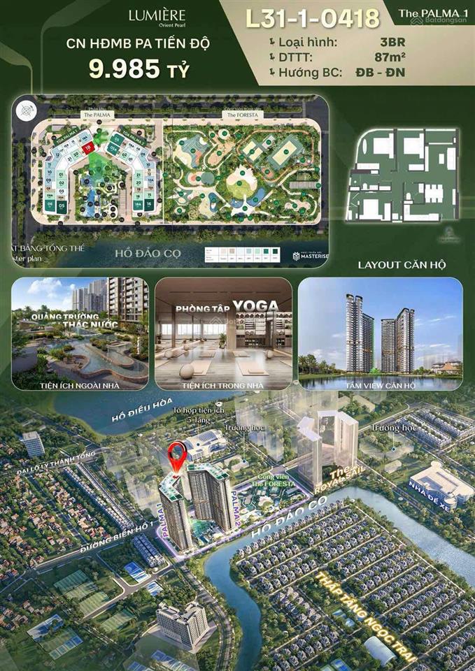 Lumière orient pearl | 3pn 87m² chỉ 9,985 tỷ đáng mua để ở
