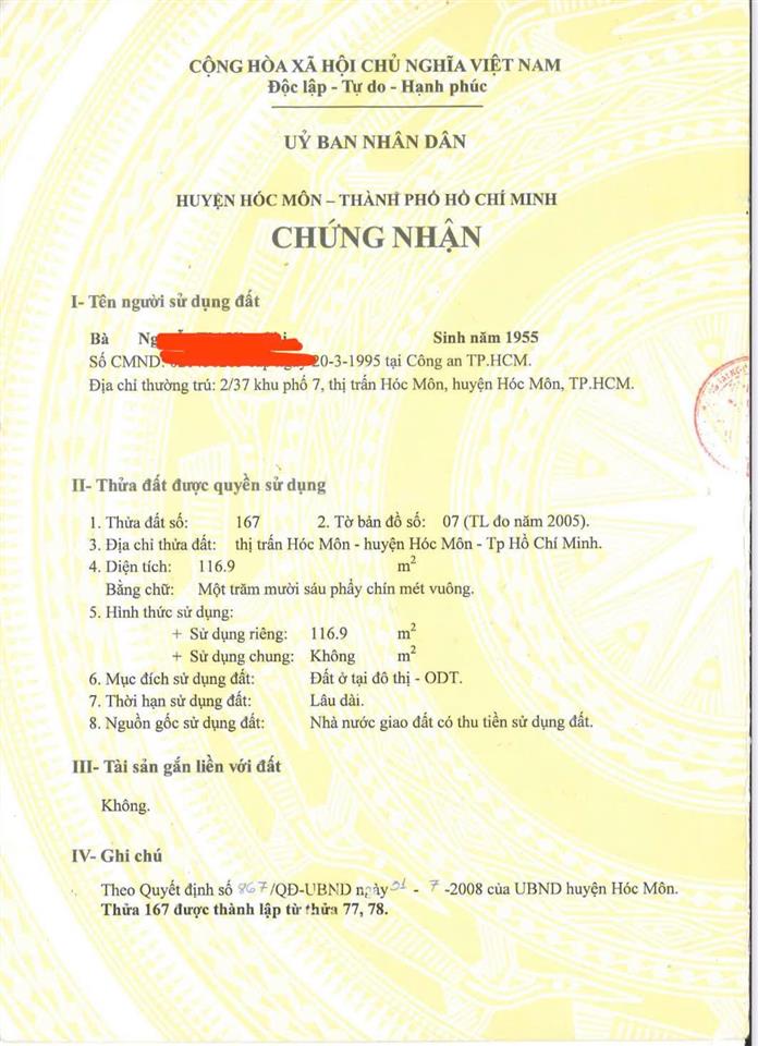 Ngân hàng chào bán đất tại ngô quyền, 2,032 tỷ, 116,9m2, pháp lý đầy đủ, hàng hiếm tại hóc môn