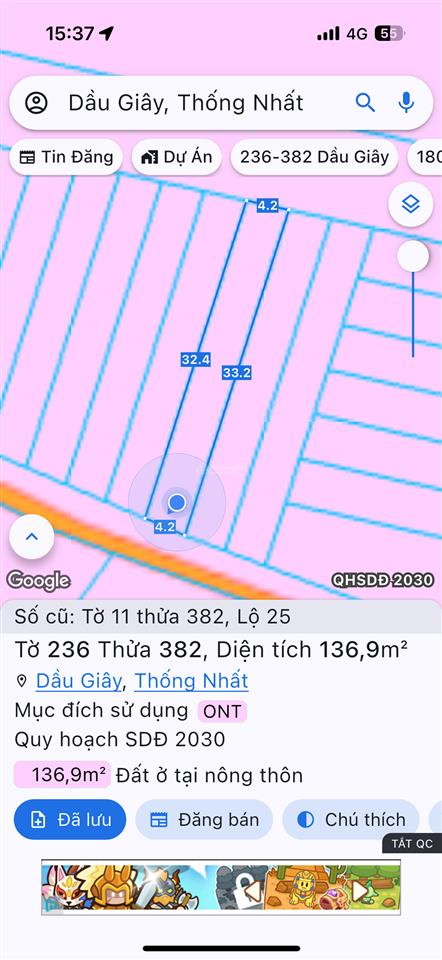 Bán đất tại xã lộ 25, huyện thống nhất, đồng nai, 136.9m2