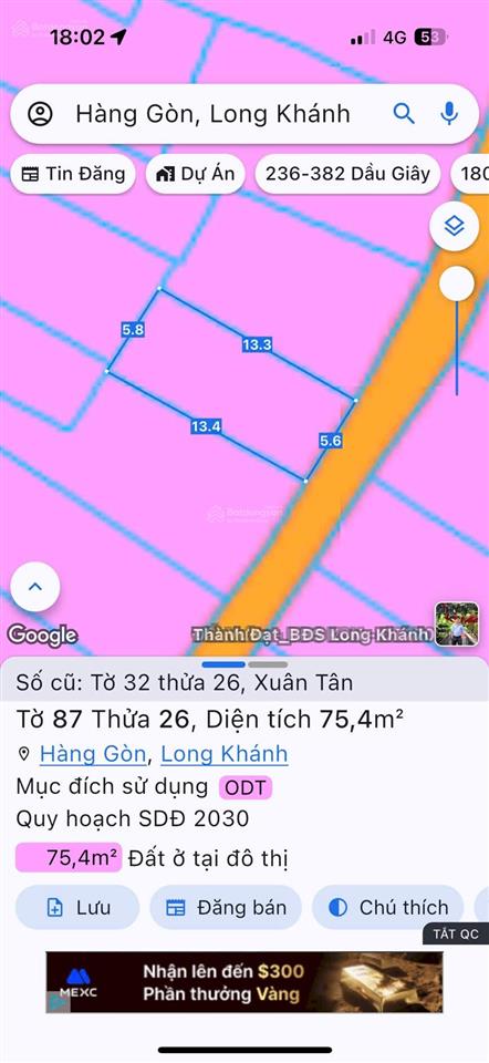 Nhà riêng tại kp tân phong, xuân tân, long khánh, đn  75.4m2  mt 5.56m  1.17t