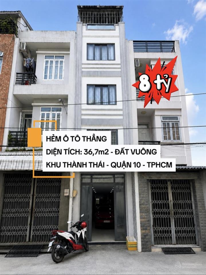 Nhà quận 10 khu thành thái  5 tầng  hẻm ô tô thẳng  diện tích 37 m2  đất vuông  chỉ hơn 8 tỷ