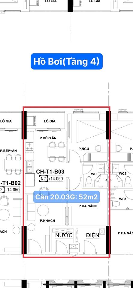 Chính chủ bán căn hộ 60m²  2pn  1 tỷ 939 thiên quân marina cần thơ