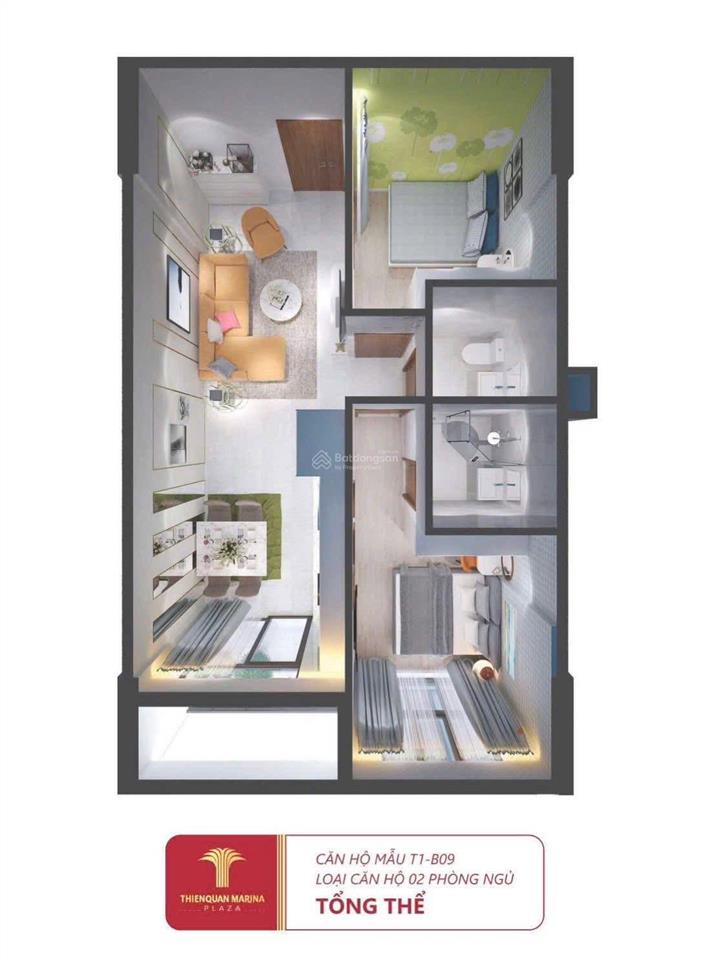 Chính chủ bán căn hộ 60m²  2pn  1 tỷ 939 thiên quân marina cần thơ