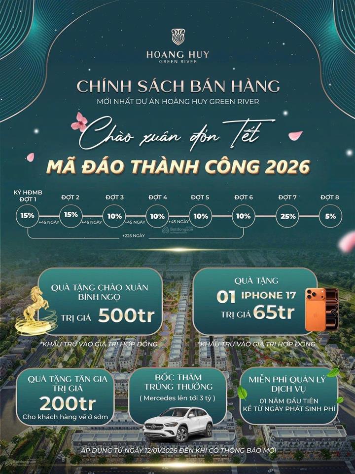 Liền kề hoàng huy green river 90m2 giá chỉ 7,14 tỷ mặt đường 9c, ck và quà tặng lên đến hơn 2 tỷ