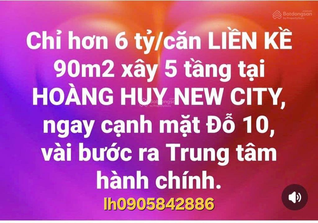 Chỉ hơn 6 tỷ/căn shophouse 90m2 xây 5 tầng tại hoàng huy new city, ngay cạnh mặt đường đỗ 10.