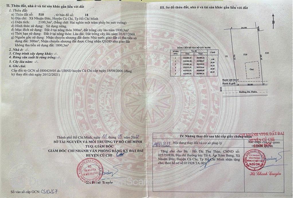 Đất tại đường bà thiên, xã nhuận đức, tp.hcm