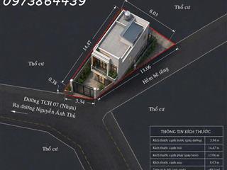 BÁN ĐẤT LÔ GÓC  MẶT TIỀN ĐƯỜNG  8 M – NỞ HẬU ĐẸP – 89M2 - TÂN CHÁNH HIỆP, Q.12 - GIÁ CHỈ