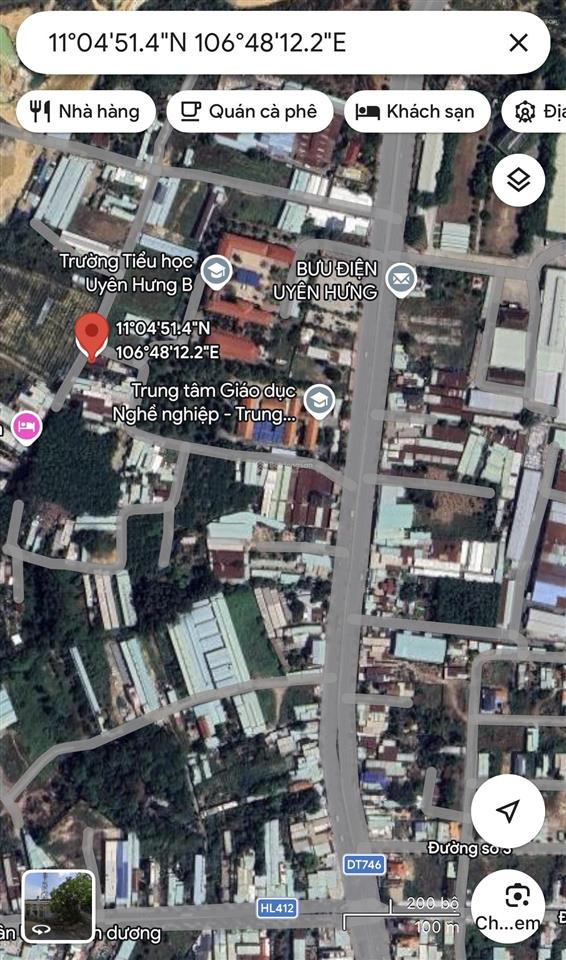 Đất chính chủ bán, đường nhựa khu dân cư quy hoạch mới cách dt746 200m
