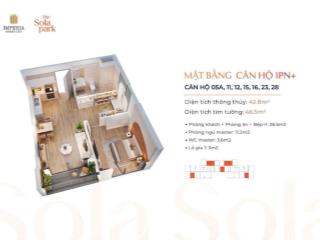 Bán cc 1pn, 1wc tại imperia sola park, 2,7 tỷ, 43m2, nam từ liêm, hà nội
