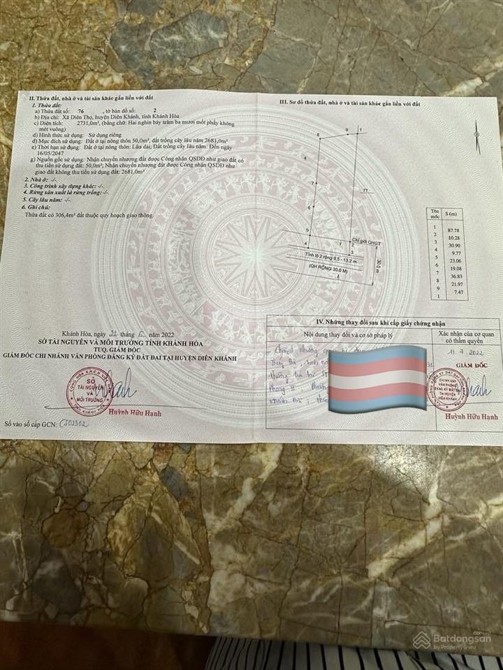 Cần bán đất xã diên thọ diên khánh