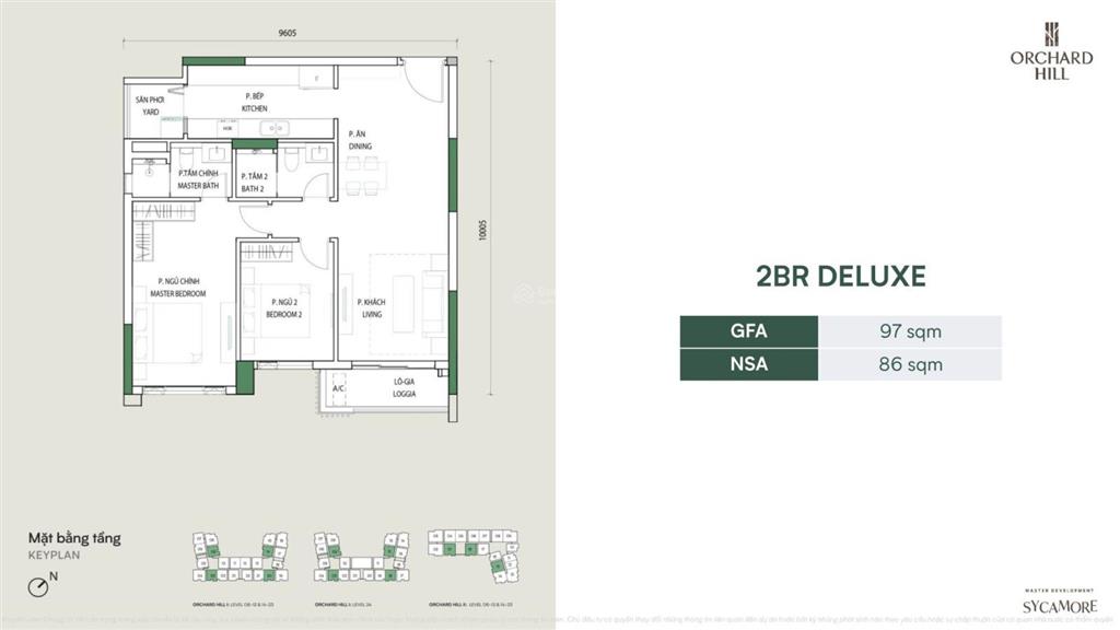 Bán cc 96m2 orchard hill tại sycamore bình dương 4.3 tỷ, 2pn, 2wc, giá tốt. hướng đông nam