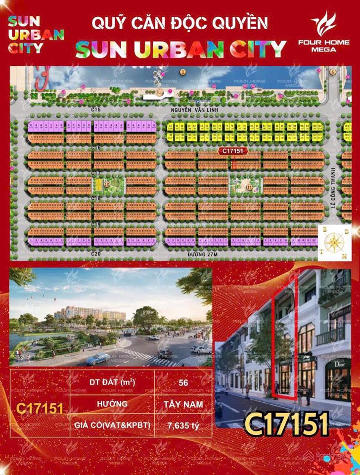 Bán c17151 vị trí đẹp  kinh doanh tốt. tại khu đô thị sun urban city