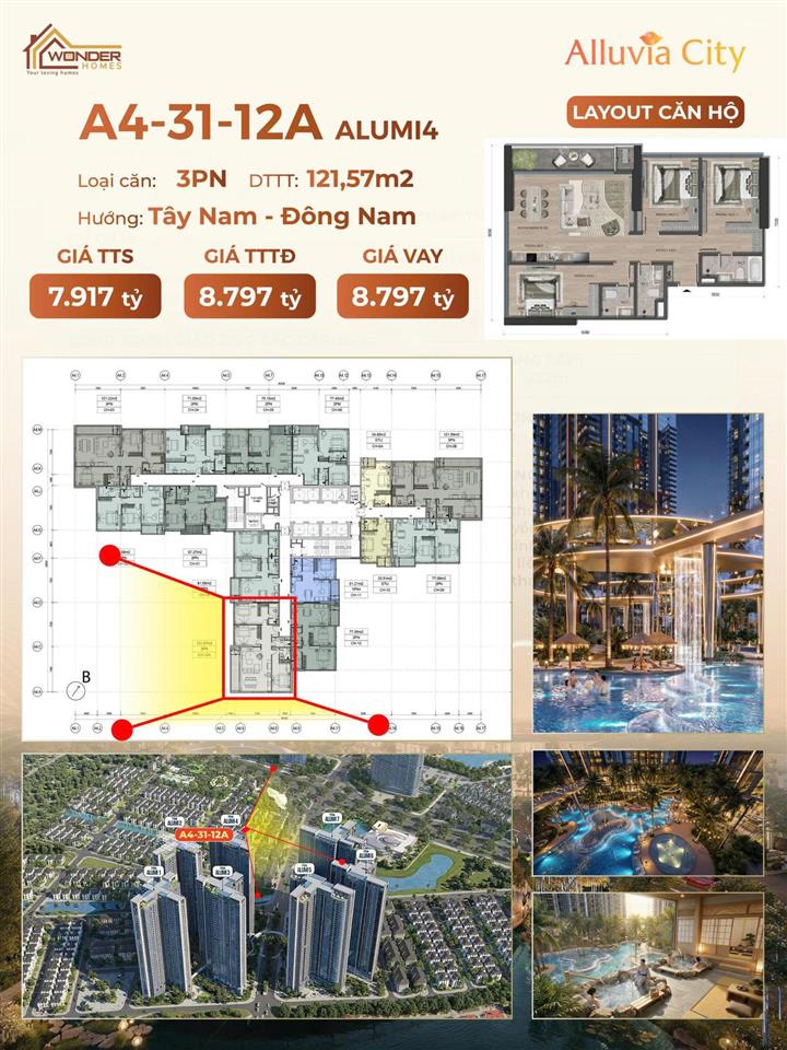 Bán căn 3n hoa hậu siêu hot của dự án alumialuvia xuân cầu, dt 121,5m2 giá chỉ từ 65tr/m2