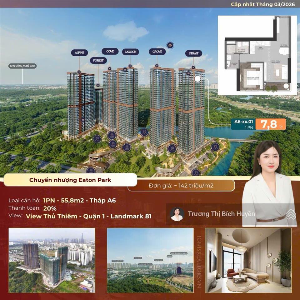 Chính chủ gửi các căn chuyển nhượng eaton park 1pn a6 chỉ 7.2 tỷ all in  0908 027 *** em huyền