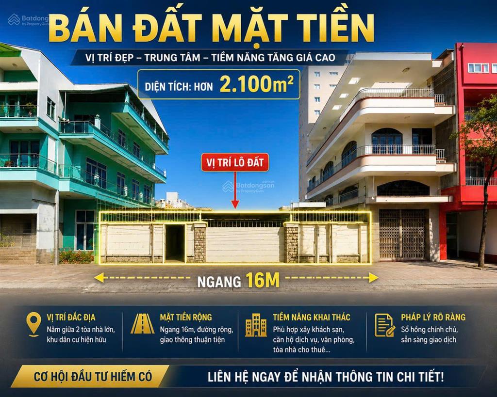 Cc bán đất mặt tiền đường 2/4 nha trang ngang hiếm 16m, gần biển hòn chồng, vị trí đắc địa, 150tỷ
