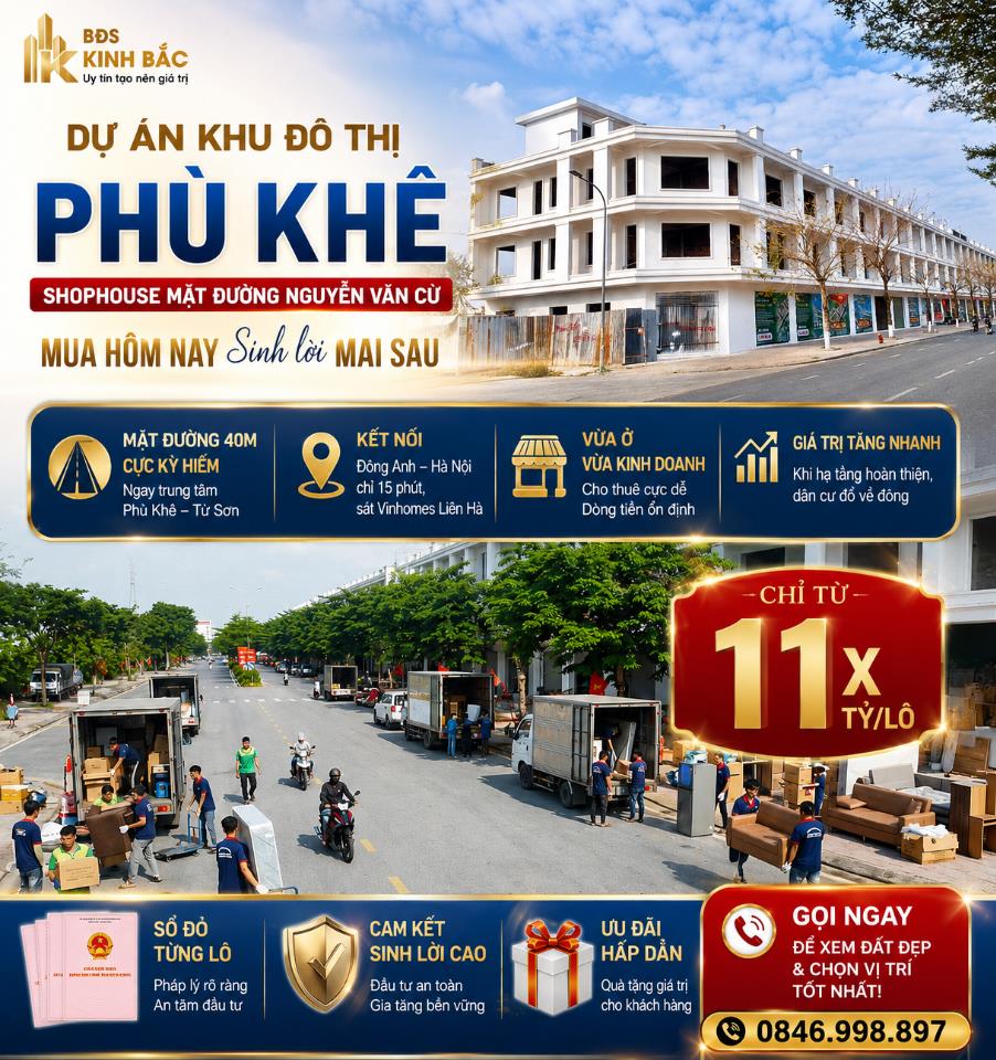 Bán shophouse mặt đường 40 m kết nối ĐÔNG ANH hà nội chỉ từ 11x tỷ