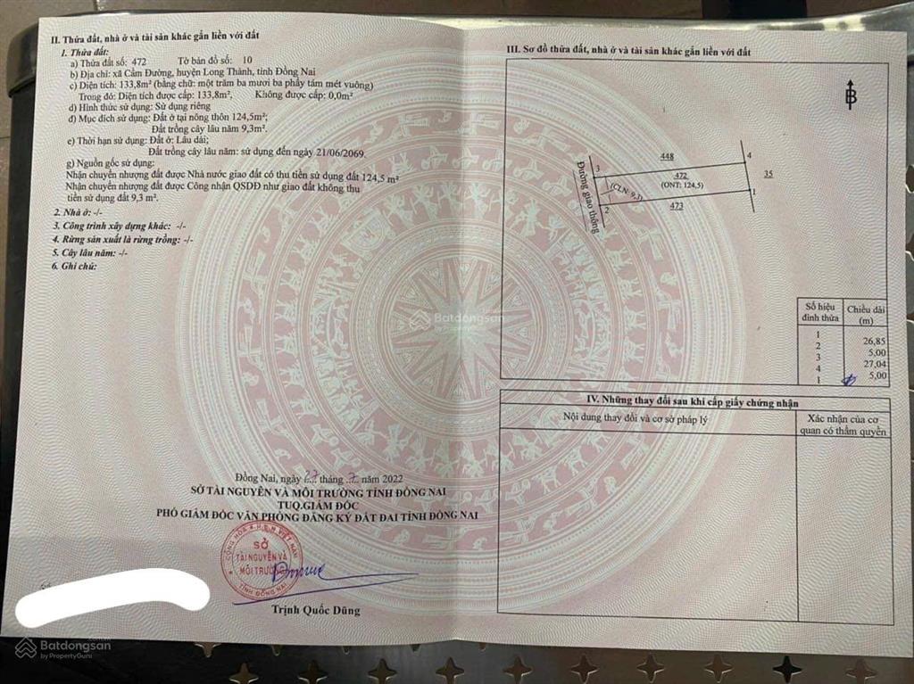 Bán đất tại cẩm đường, long thành, đồng nai, giá tốt 1,4tỷ, dt khủng 130m2