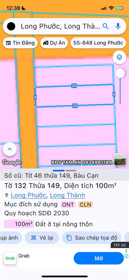 Bán gấp đất 100m2 tại bàu cạn, 1,62 tỷ, long phước, long thành, đồng nai