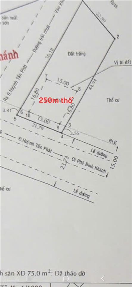 Bán 1,170m2 có 250m t, góc 2mt huỳnh tấn phát, kế ngã 3 nguyễn bình, nhà bè