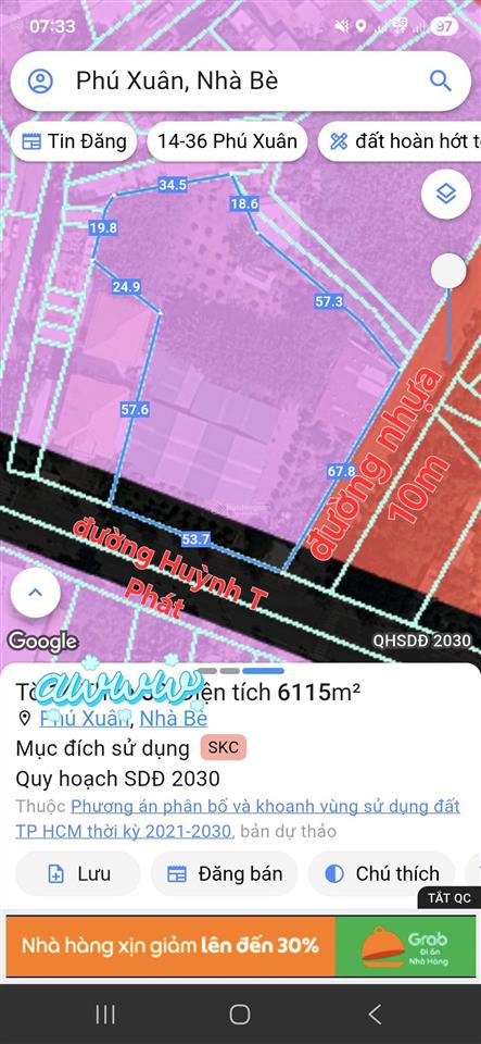 Bán 6,215m2 đất skc, có 1.000m2 xưởng, góc 2mt huỳnh tấn phát, gần nguyễn bình, nhà bè