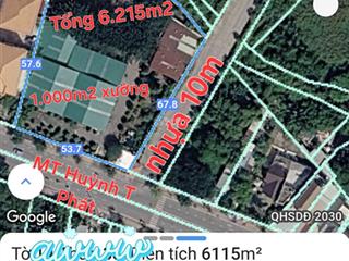 Bán 6,215m2 đất skc, có 1.000m2 xưởng, góc 2mt huỳnh tấn phát, gần nguyễn bình, nhà bè