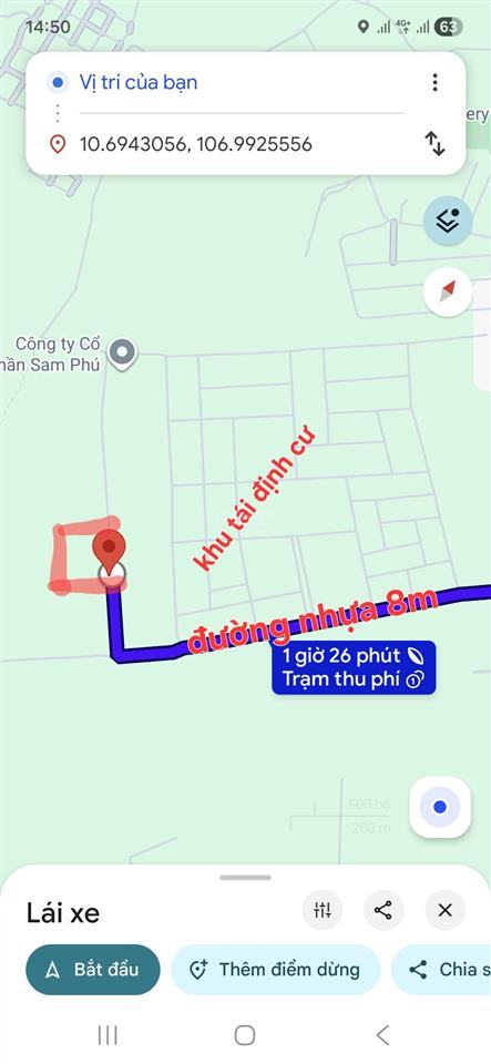 Bán 1,217ha (12,127m2) đường nhựa 8m cách ngã 3 bàu cạn + ql51,1km, long phước, long thành đn