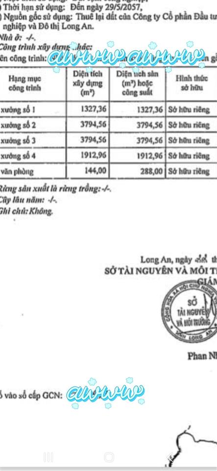 Bán 4 xưởng + 2,1ha đất 2mt, khu công nghiệp lợi bình nhơn, long an
