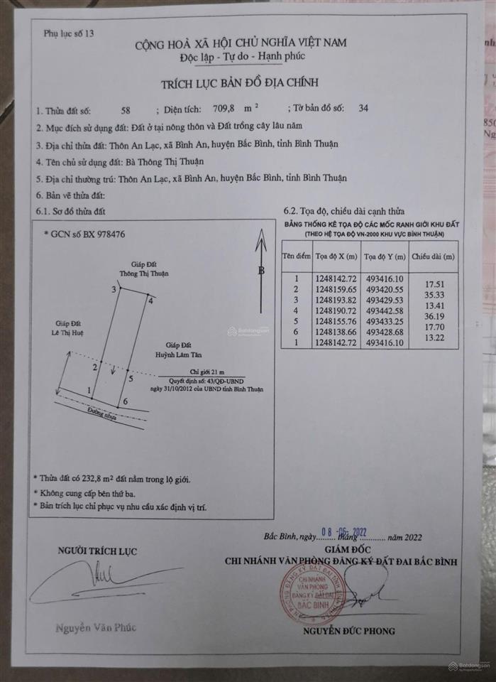 Cần bán 709 m2 cây lâu năm ưu tiên cho khách hàng quan tâm