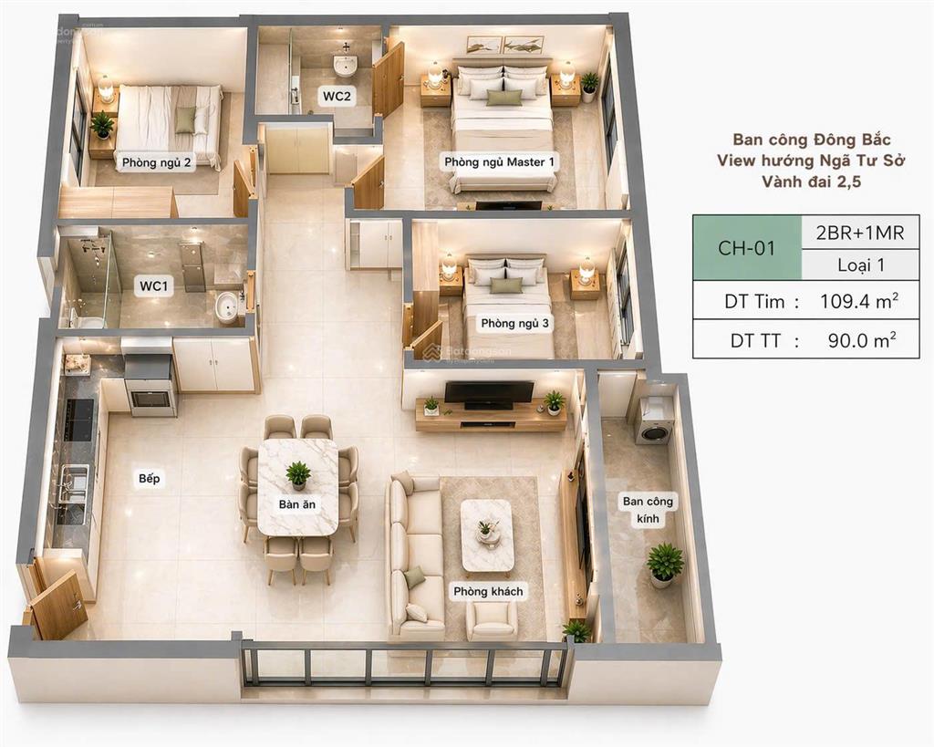 Chính thức ra hàng masterise cao xà lá các dòng căn hộ 2n3n dt lên tới 120 m2+chiết khấu cao nhất