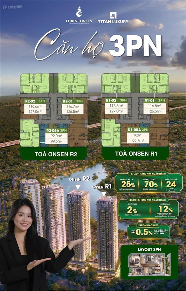 Ecopark mở bán giỏ hàng căn hộ forest onsen giá cực tốt chỉ từ 49tr/m2, full các loại hình