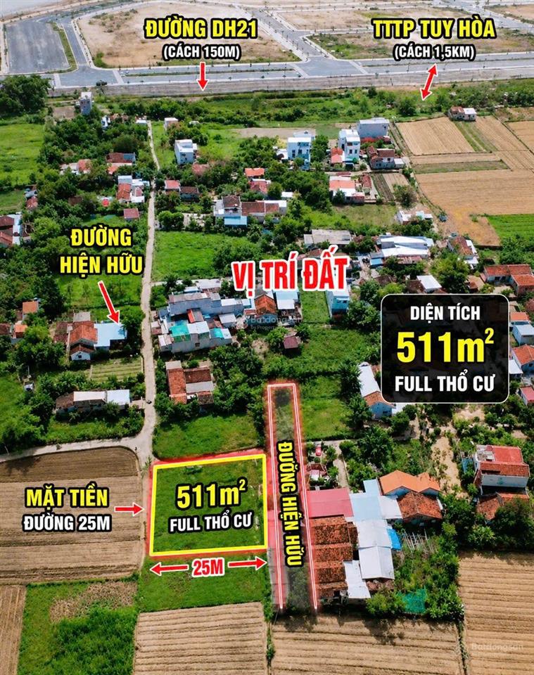 Bán đất full thổ cư gần trung tâm tuy hòa thôn đông phước, xã hòa an, huyện phú hòa