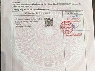 Đất long trường 3.1 tỷ 56m2 đường 9m thông, sổ riêng, dân cư hiện hữu, dân trí, không ngập nước
