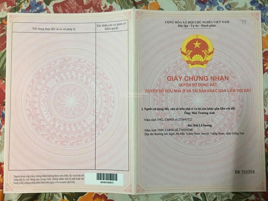 Bán đất tại lý nam đế, trảng bom, 2,85 tỷ, 114,8m2. chính chủ.